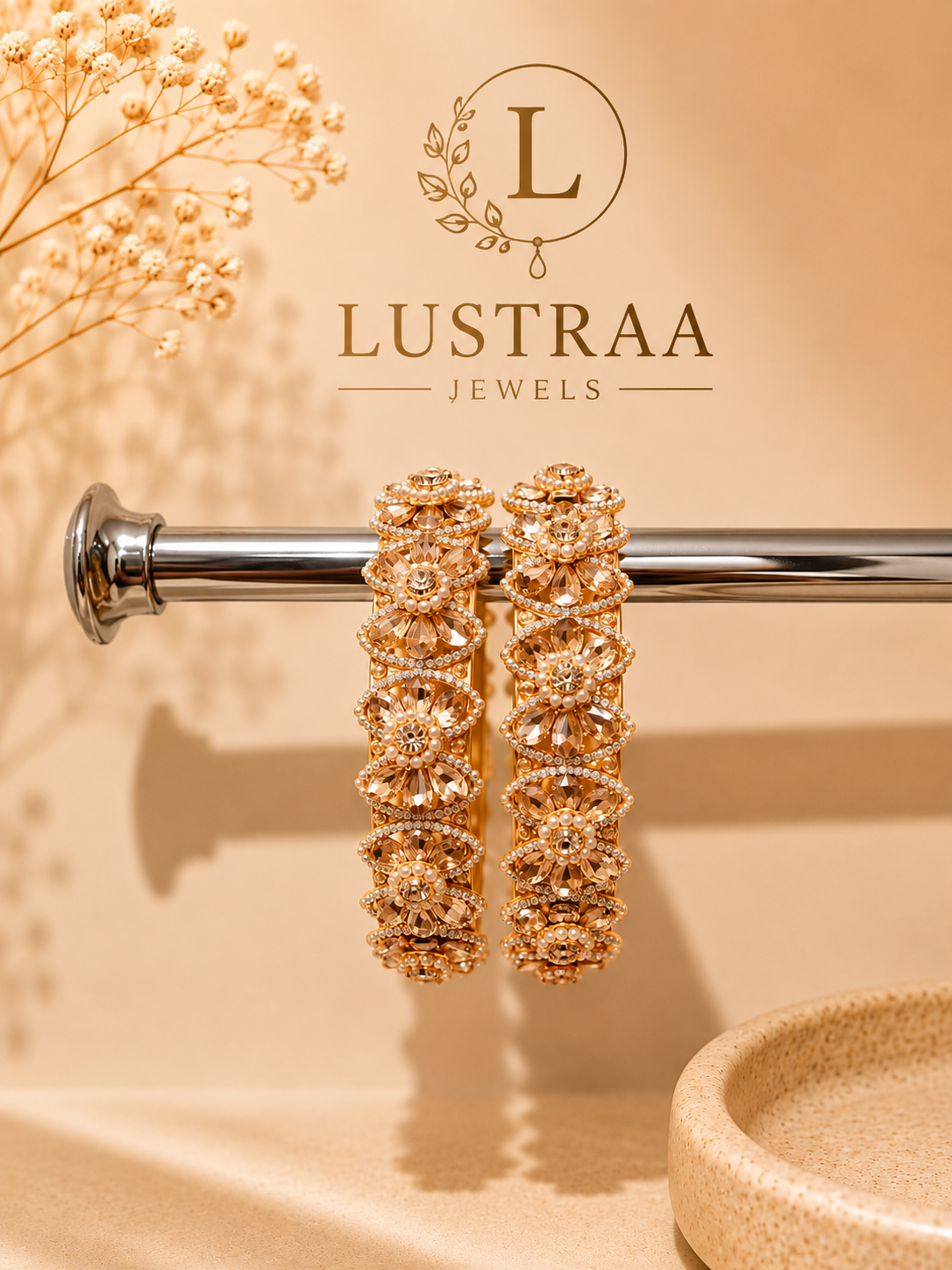 Bow Crystal Designer Bangle Set
