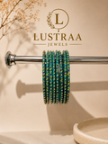 Emerald Teal Garden Lacquer Bangles Set