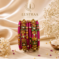 Magenta Floral Designer Bangle Set