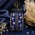 Royal Blue & Golden Geometric Designer Bangle Set