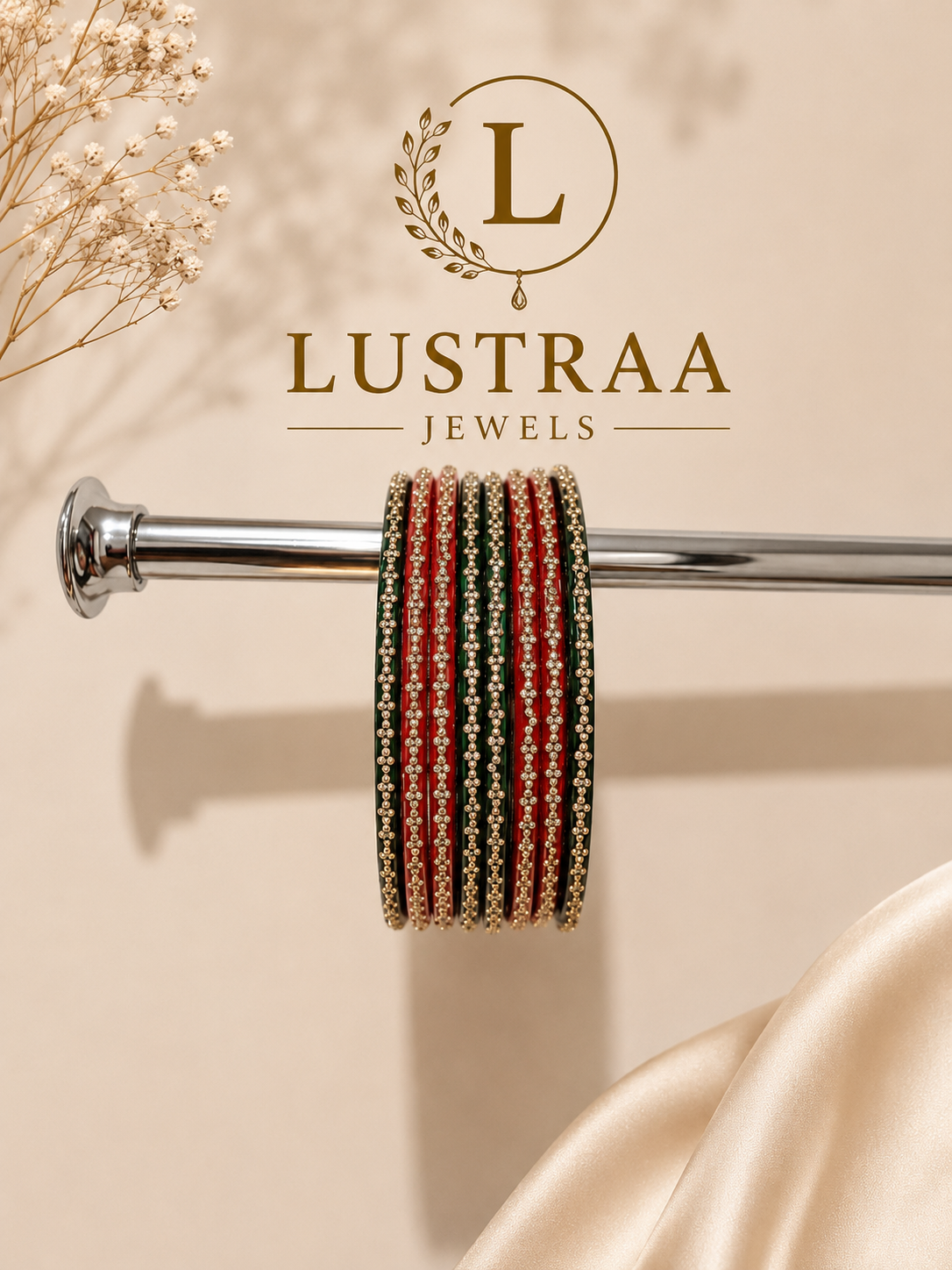 Ruby Garden Tri-Color Lacquer Bangle Set