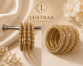 White Pearl & Gold Leaf Designer Bangle Set